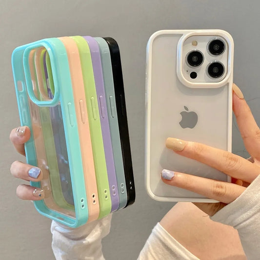 Candy Color Bumper Phone Case for iPhone. Soft Shockproof Back Cover.