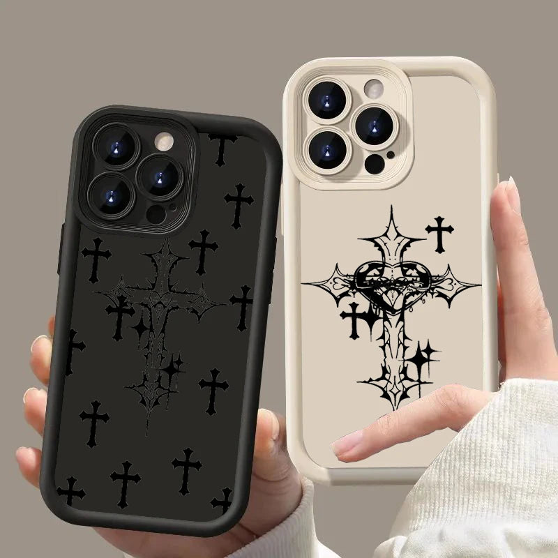 Luxury Black Cross Print Phone Case