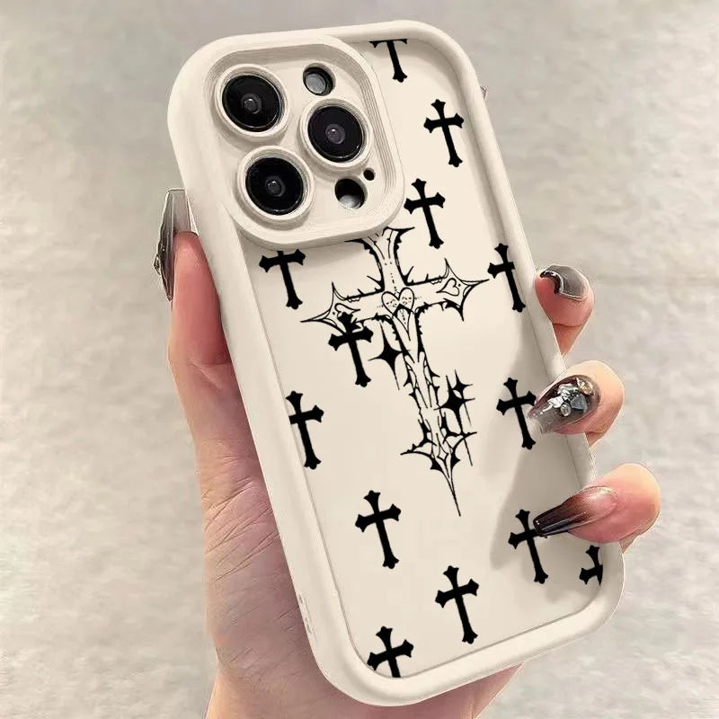 Luxury Black Cross Print Phone Case